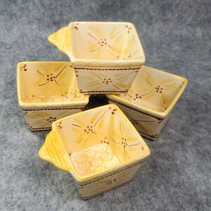 Temptations by Tara Old World Yellow Ramekins 10 Ounce Square Set of 4 No Lids